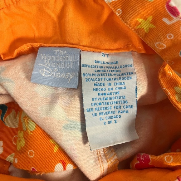 Vintage Princess Ariel Little Mermaid  Shortalls 3T  Orange W/ Bucket Hat - Picture 5 of 5